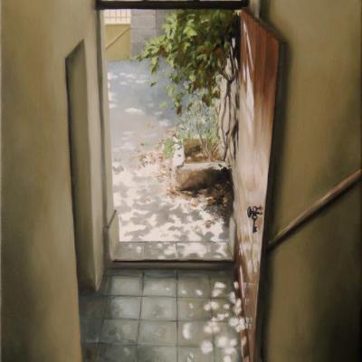 Descente au jardin II 55 x 38 cm (vendu)