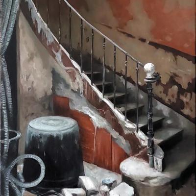 L'escalier de l'impasse 55 x 33 cm (vendu)