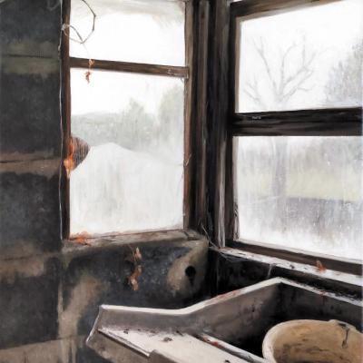 Le lavoir des lônes II 46 x 33 cm