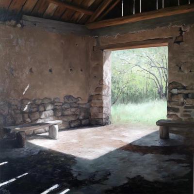 La maison forestière 80 x 80 cm (vendu)