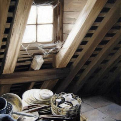 Le bric à brac du grenier - 46 x 33 cm (vendu)