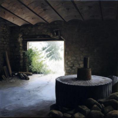 L'ancien moulin - La meule - 50 x 50 cm (vendu)