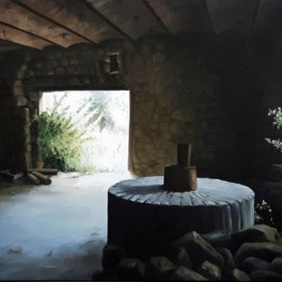 L'ancien moulin - La meule - 92 x 65 cm (vendu)