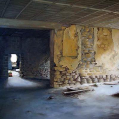 L'ancien moulin - Le mur jaune - 92 x 65 cm