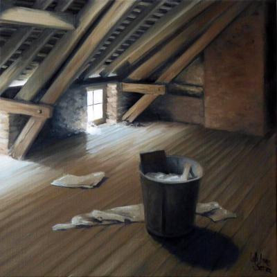 La lessiveuse du grenier - 30 x 30 cm