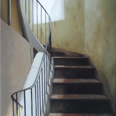L'escalier du 21 55 x 38 cm