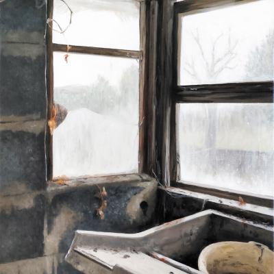 Le lavoir des lônes II 46 x 33 cm