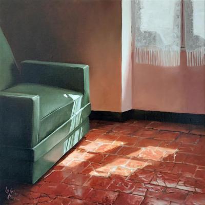 Le fauteuil vert - 40 x 40 cm