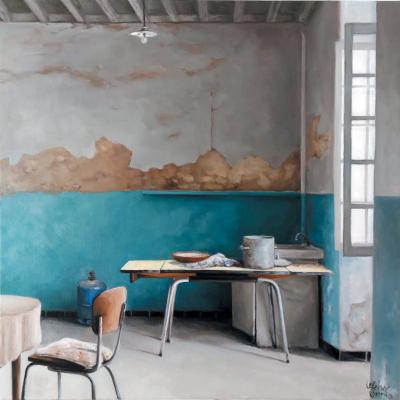 La cuisine bleue - 50 x 50 cm