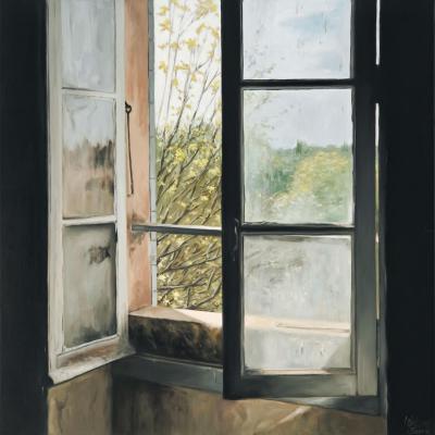 La fenêtre du grenier - Printemps - 50 x 50 cm